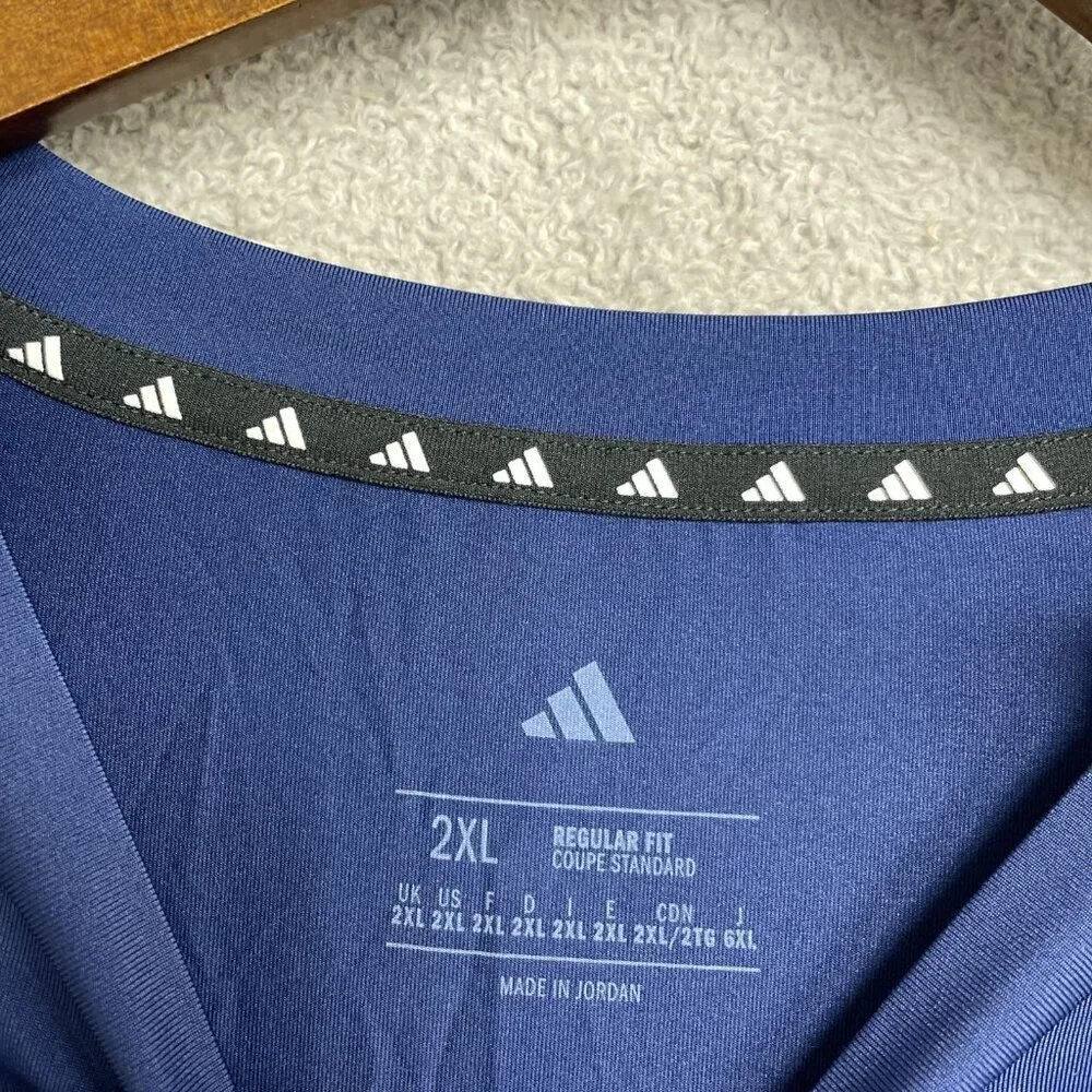 NEW Adidas Men's 2XL Active Tee Blue Crewneck 100% Polyester